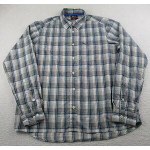 Macpac Shirt Men's Size XXL White Grey‎ Plaid Button Up Long Sleeve